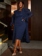 Two Pieces Set Long Flare Sleeves Coat with Spaghetti Strap