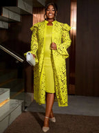 Two Pieces Set Long Flare Sleeves Coat with Spaghetti Strap