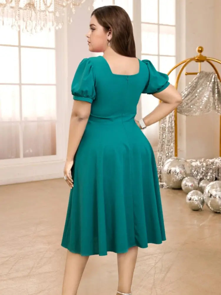 V Neck Cut Out Short Sleeves Bows High Waist A Line Dress