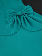 V Neck Cut Out Short Sleeves Bows High Waist A Line Dress