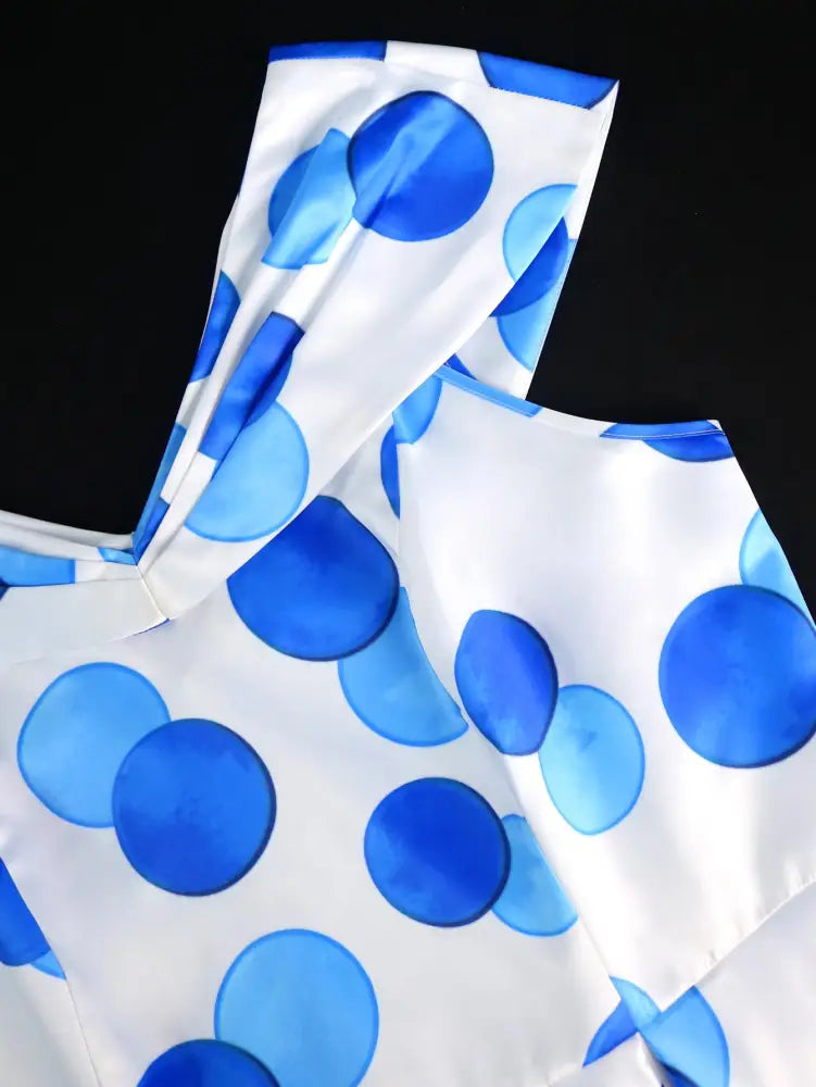 V Neck Polka Dot A Line Retro Floral Work Dress
