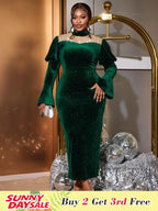 Velvet Dress Mock Neck Mesh Patchwork Beading Long Sleeve