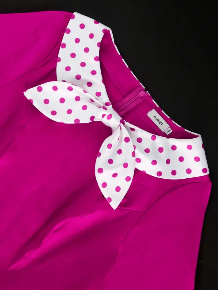Vintage A Line Polka Dot Dress Contrast Color Design Easter Dresses