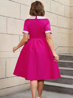 Vintage A Line Polka Dot Dress Contrast Color Design Easter Dresses