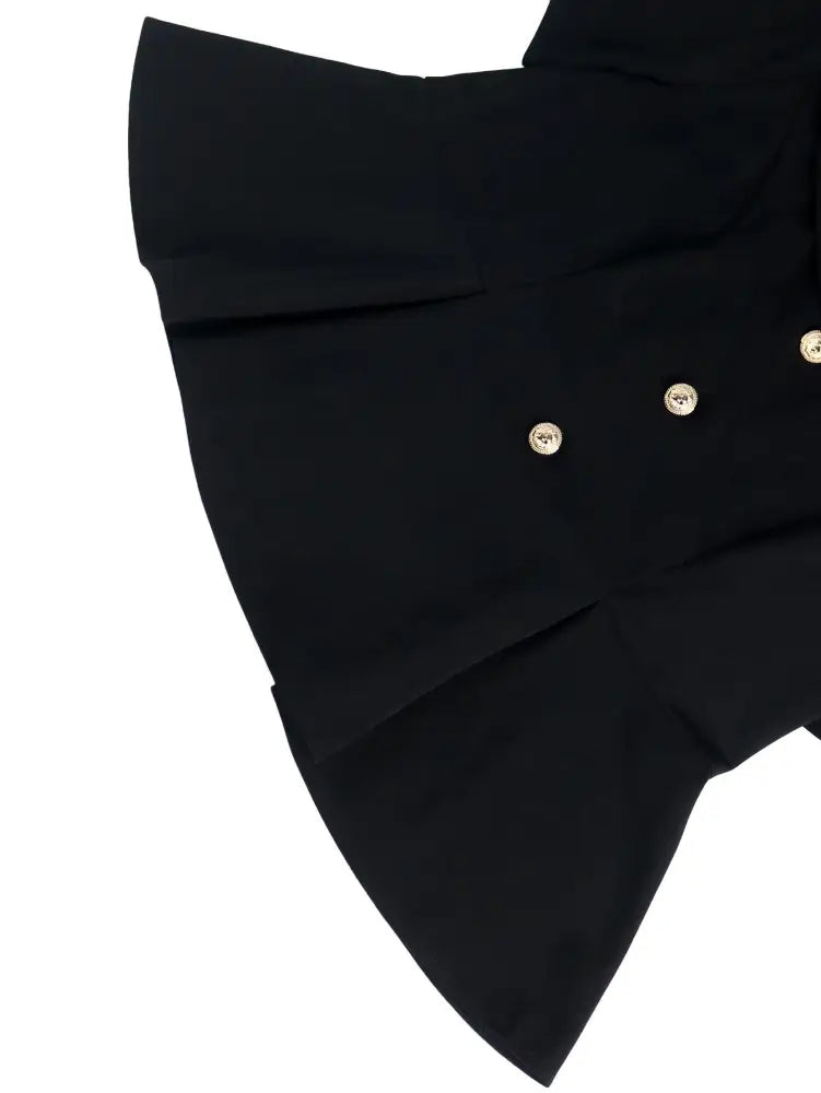 Vintage Black Mermaid Skirt Set with Ruffle Hem Sleeves Long Black Dress