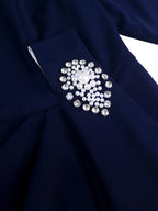 Vintage Contrast Beaded Boat Neck Slim Fit Dress