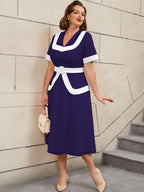 Vintage Pink Dress Colorblock A Line Spring Style