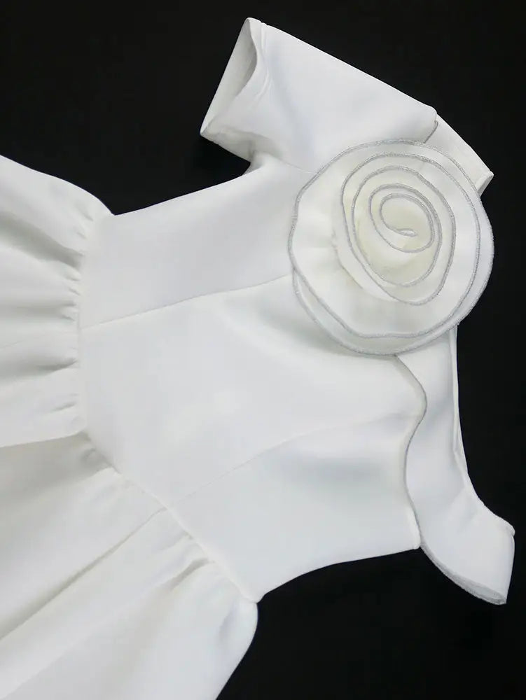 Wedding Guest Mini A Line Dresses One Shoulder 3D floral
