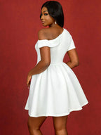 Wedding Guest Mini A Line Dresses One Shoulder 3D floral