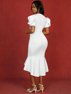 White Bridal Gowns O Neck Asymmetrical Mermaid Dresses
