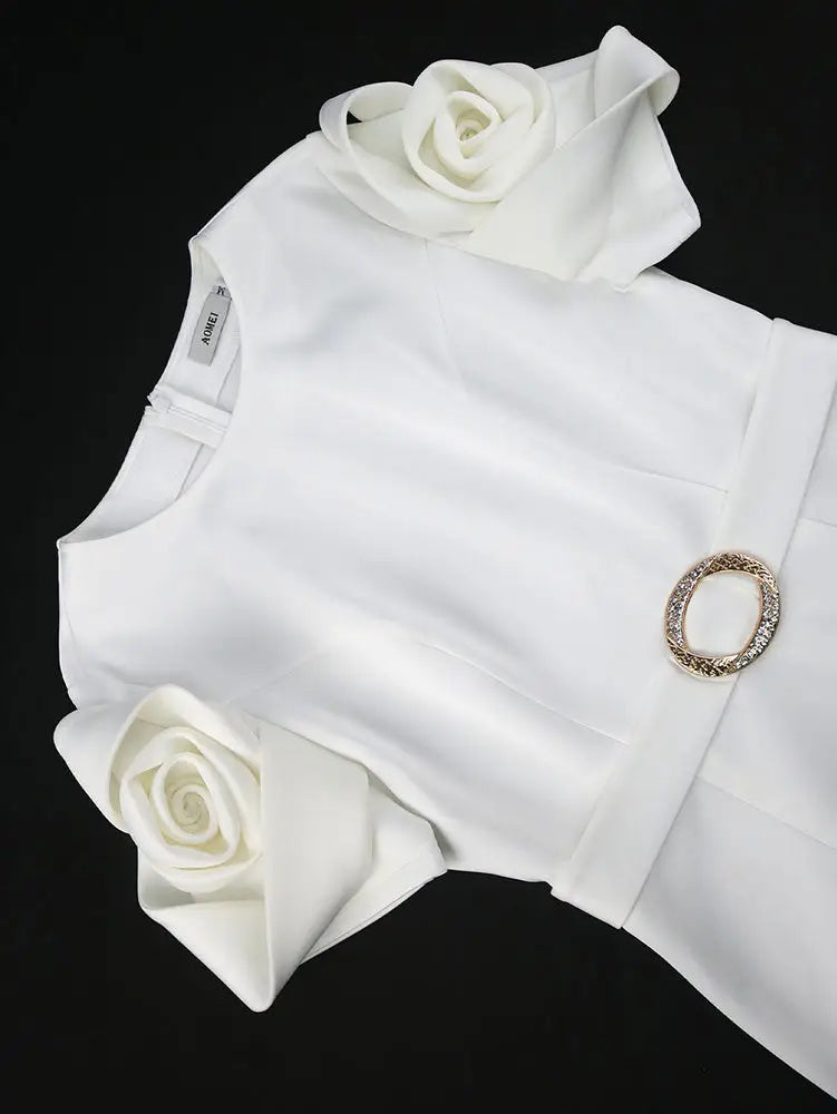 White Bridal Gowns O Neck Asymmetrical Mermaid Dresses