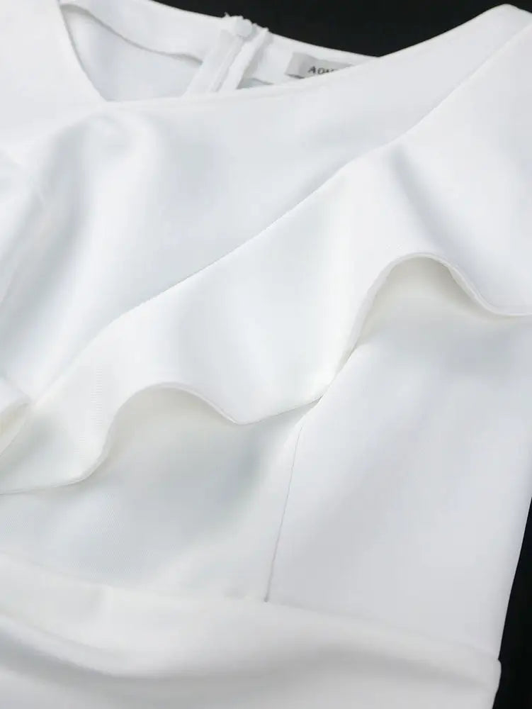 White Bridal Shower Dress for Bride Bow Package Hip Dress