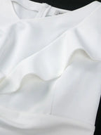 White Bridal Shower Dress for Bride Bow Package Hip Dress