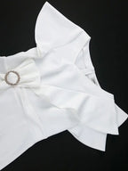 White Bridal Shower Dress for Bride Bow Package Hip Dress