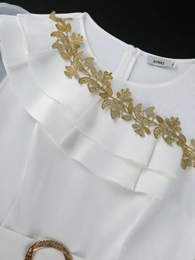 White Bridal Shower Dress Puff Tulle Leaf Party Elegant Gown