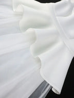 White Bridal Shower Outfit  A Line Midi tulle Dresses