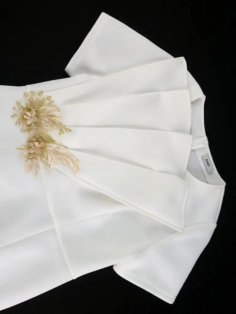 White Elegant Midi Modest Church Dress O Neck Package Hip