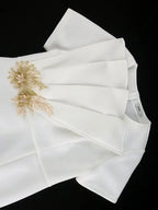 White Elegant Midi Modest Church Dress O Neck Package Hip