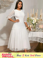 White Lace Bridal Shower Outfit A Line Patchwork Mesh Skirt