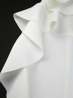 White Wedding Clothes Peplum 3D Decoration Strapless Dress