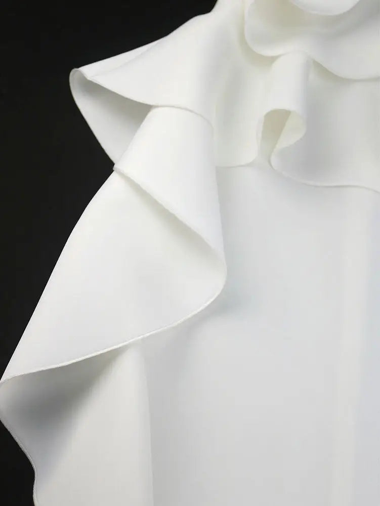 White Wedding Clothes Peplum 3D Decoration Strapless Dress