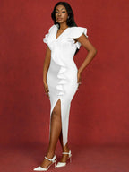 White Wedding Gown for Bride 3D Flower Sleeveless Dress