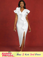 White Wedding Gown for Bride 3D Flower Sleeveless Dress
