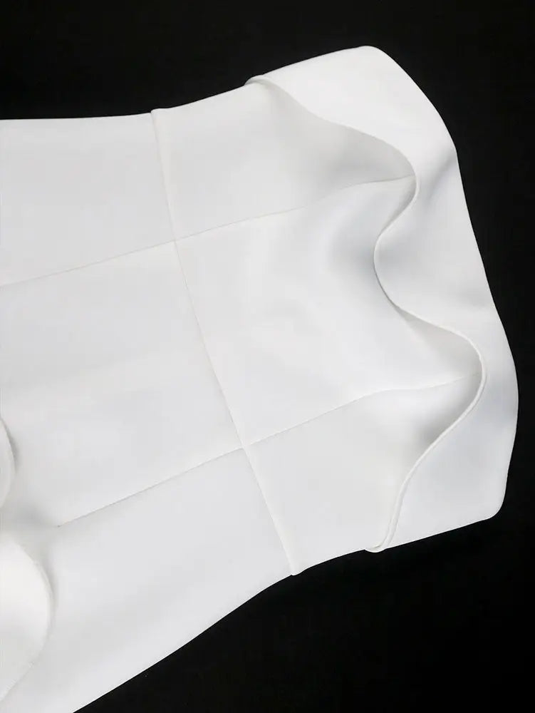 White Wedding Reception 3D Flower Strapless Mini Dress