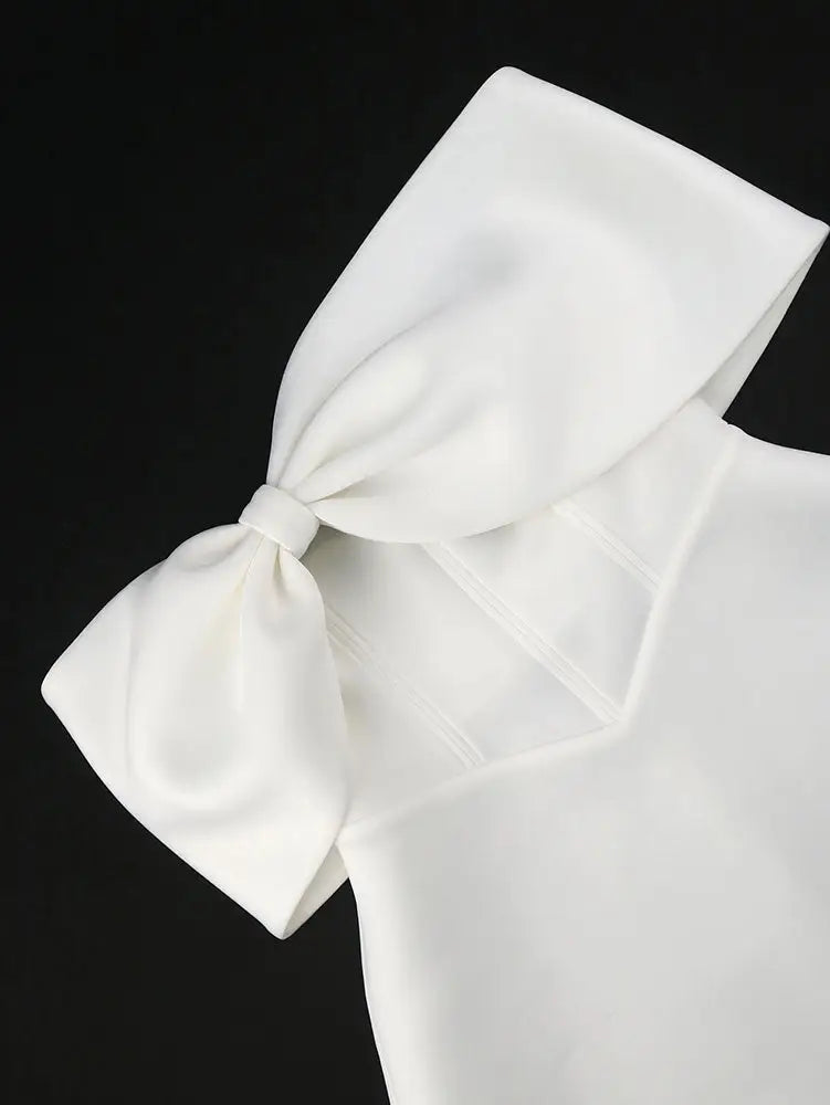 White Wedding Shower Dress Bow A Line Grace Short Dresses