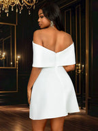 White Wedding Shower Dress Bow A Line Grace Short Dresses