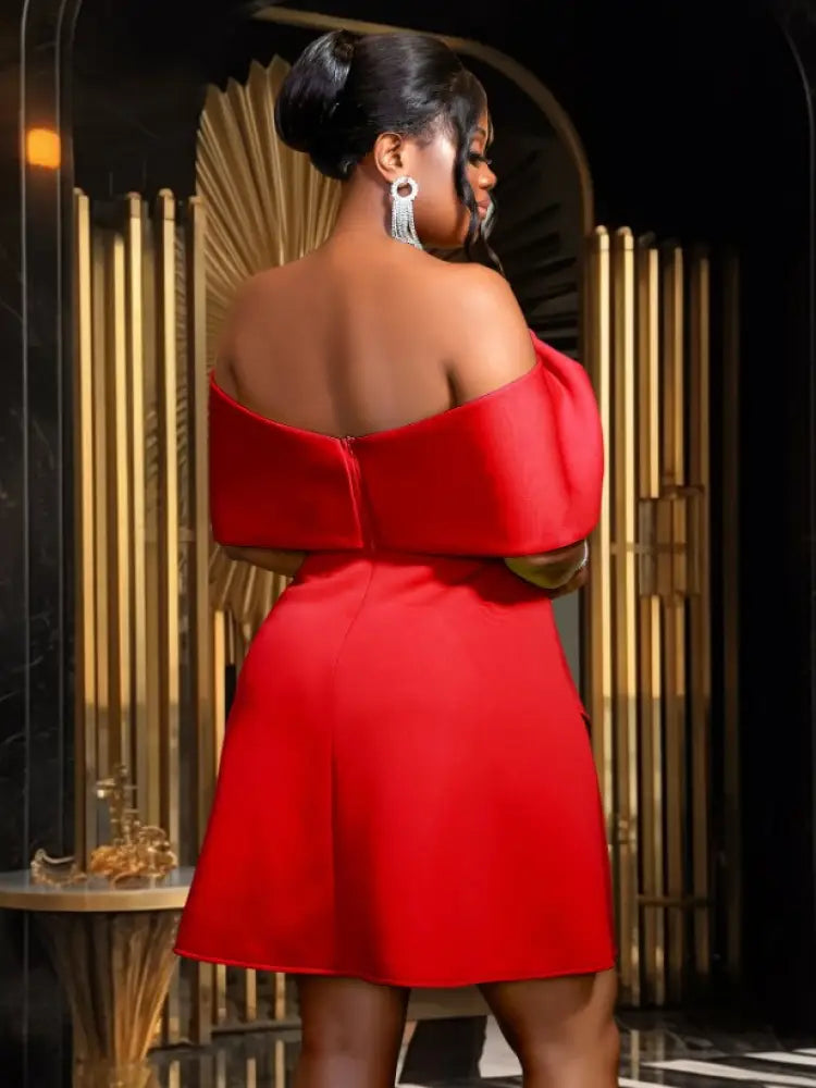 Women Bow Short Cocktail Dresses Off Shoulder Party Dress