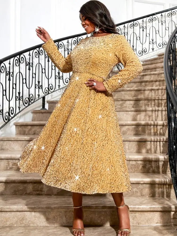 Women Glitter Vintage Prom Party Dress