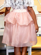 Women High Elastic Waist Knee Length A-line Skirt Plus Size