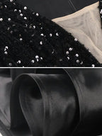 Women Long Sleeve Sexy Party Dresses Black Sequins Mini Club Dress
