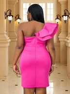Women One Shoulder Sexy Birthday Dresses Bodycon Mini Dress