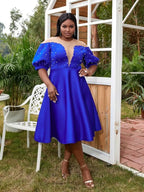 Women Patchwork Mesh A-line Birthday Dress