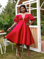Women Patchwork Mesh A-line Birthday Dress