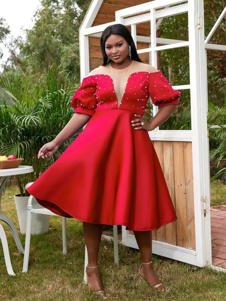 Women Patchwork Mesh A-line Birthday Dress