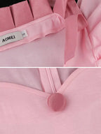 Women Pink Party Dress Puff Sleeve Bodycon Plus Size