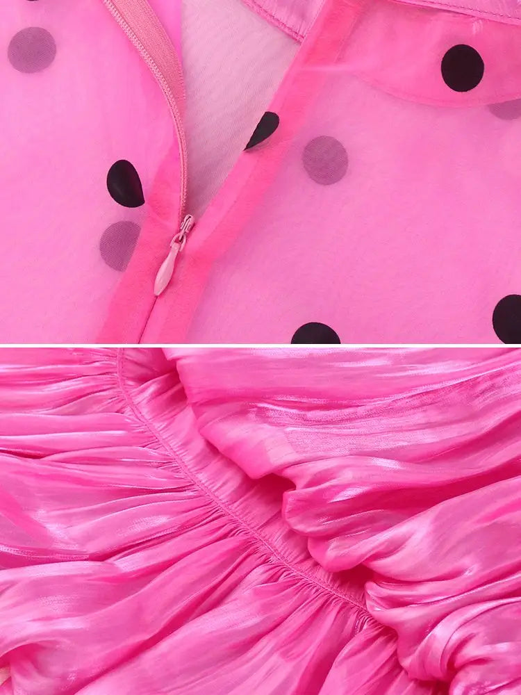 Women Sexy Polka Dot Mesh Loose Dress Plus Size