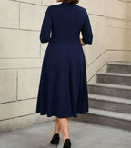 Work Holiday Party Dress Hollow Out Bow Grace Draped Dress