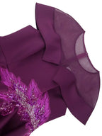 Work Party Dress Round Neck Sequin Applique Ruffle Hem
