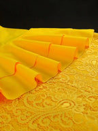 Yellow A Line Maxi Dress O Neck Lace Patchwork Long Sleeve