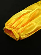 Yellow Sequins Dress Off Shoulder Patchwork Lantern Sleeve