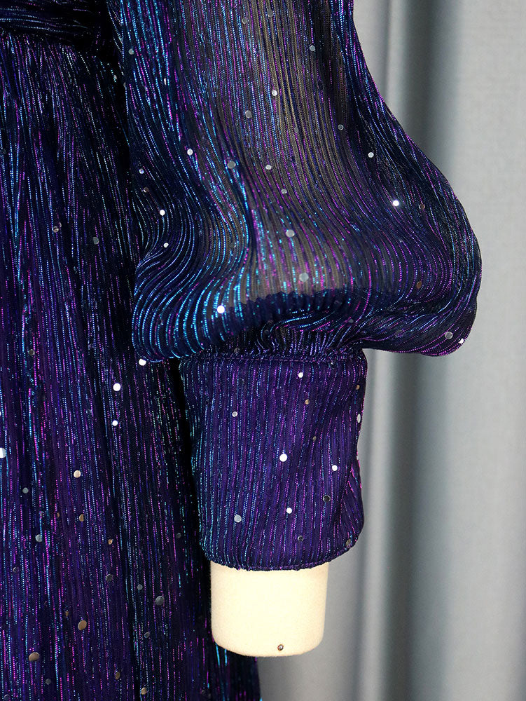 Purple Sequins A Line Dress Party Wedding Evening Outfits