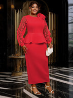 Elegant Wedding Guest Dress Package Hip O Neck 3D Flower