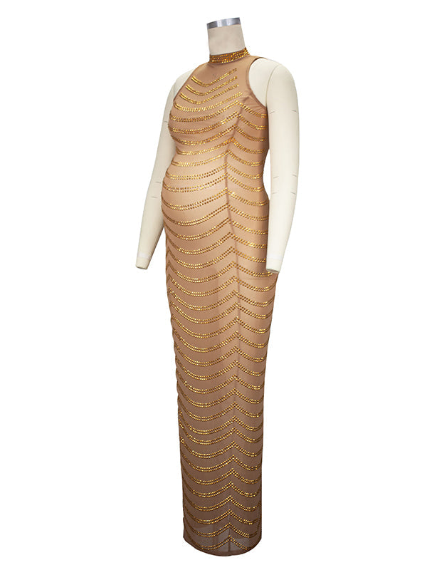 Rhinestone Mesh Off Shoulder Split Slit Bodycon Party Gown Photoshoot Plus Size Maternity Maxi Dress