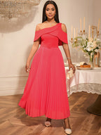 Elegant A Line Maxi Off Shoulder Party Dresses Waist Belt