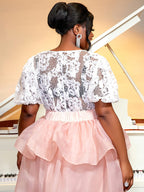 Lace Patchwork Blouse V-neck Shirt Tops