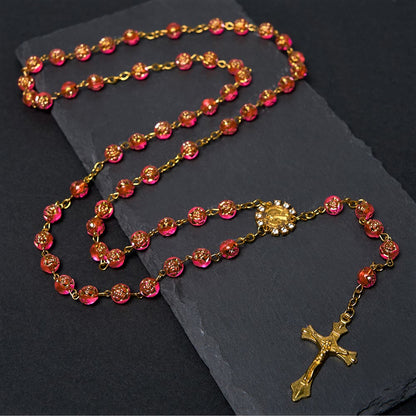 Christianartworkshop St. Benedict Medal & Crucifix of 8 mm Round Multicolor Acrylic Alloy Chain Rosary